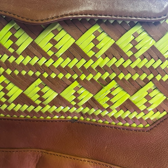 Rebecca Minkoff Lime Green Cognac Leather Satchel Bag - Picture 4 of 5